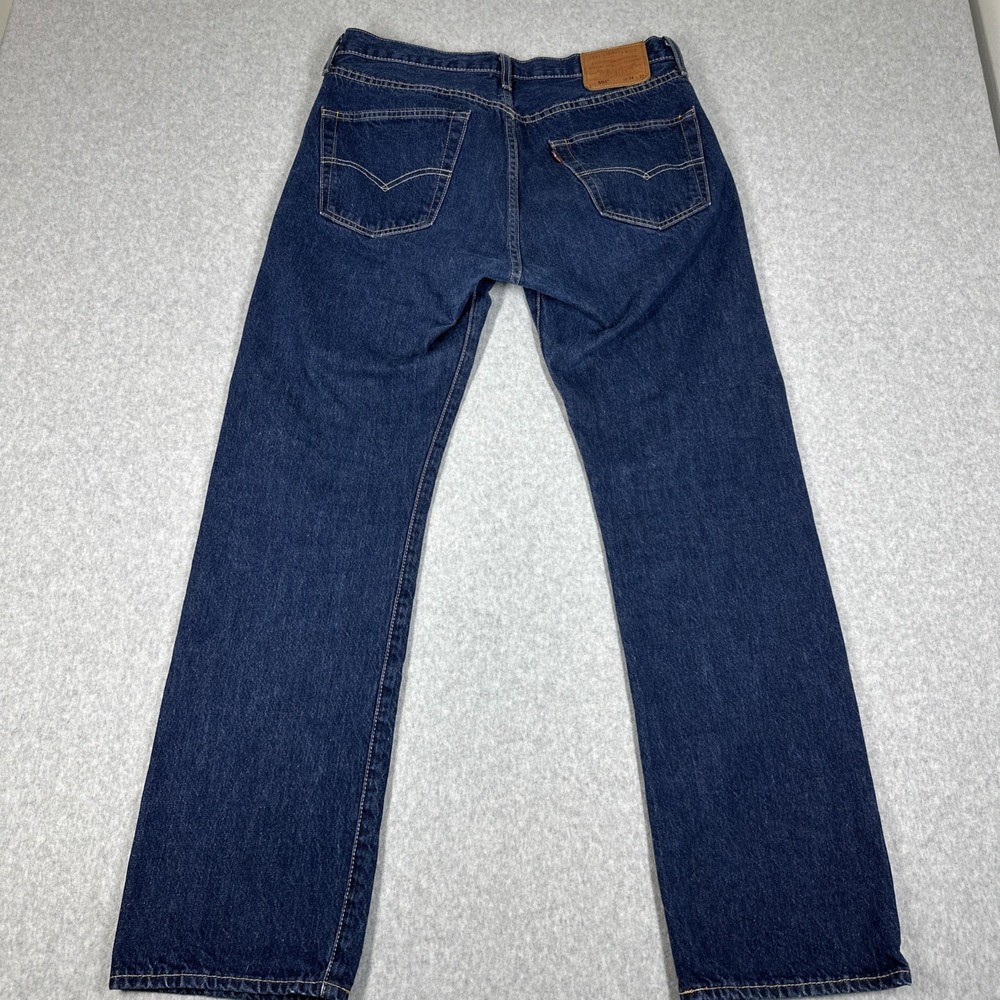 Levi's 501 Men's Big E Premium Jeans Button Fly Dark Wash Leather Patch 34x32